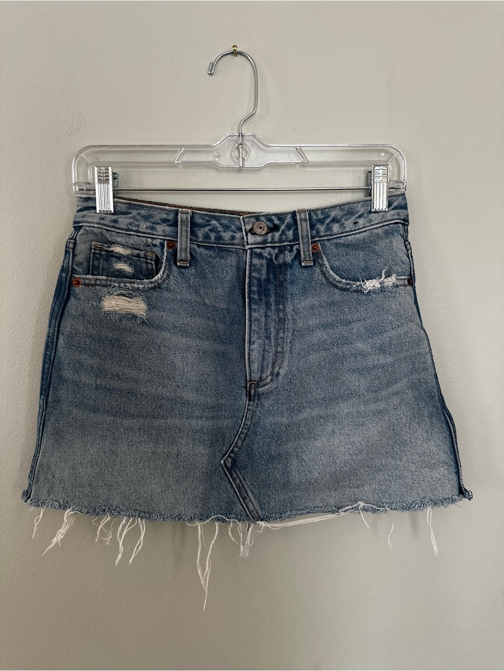 Abercrombie Zoe Vintage A-Line Distressed Denim Mini Skirt 26